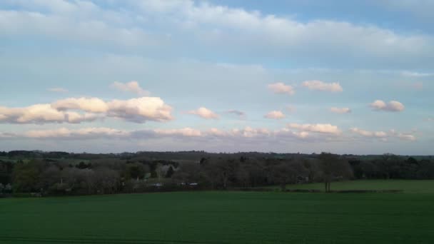 High Angle View British Countryside Landscape Renbourn Village England Storbritannien — Stockvideo