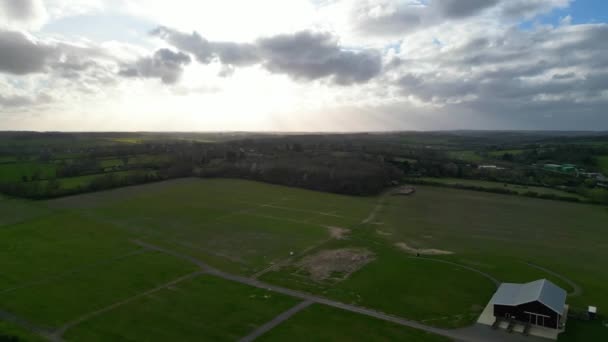 High Angle View British Countryside Landscape Renbourn Village Inglaterra Reino — Vídeo de stock