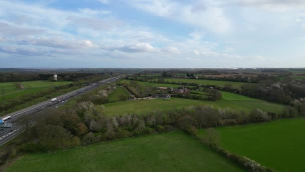 High Angle View British Countryside Landscape Renbourn Village England Storbritannien — Stockvideo