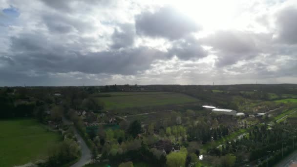 High Angle View British Countryside Landscape Renbourn Village England Royaume — Video