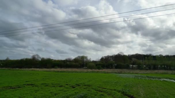 High Angle View British Countryside Landscape Renbourn Village England Velká — Stock video