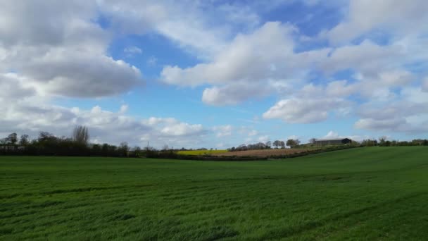 High Angle View British Countryside Landscape Renbourn Village England Velká — Stock video