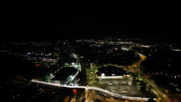 High Angle Night Footage Illuminated Central Aylesbury Town England Velká — Stock video