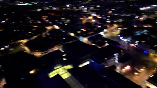 High Angle Night Footage Illuminated Central Aylesbury Town England Regno — Video Stock