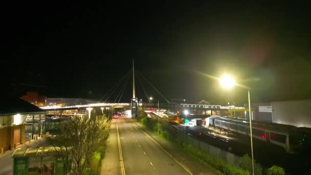 High Angle Night Footage Illuminated Central Aylesbury Town England United — Stock Video