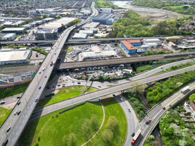 Brent Cross 'un Hava Görüntüsü Batı Hendon Londra İngiltere Şehri, 12 Nisan 2024