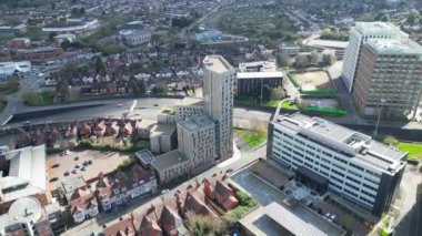 İngiltere 'nin Merkez Coventry şehrinin yüksek açılı görüntüsü. 30 Mart 2024