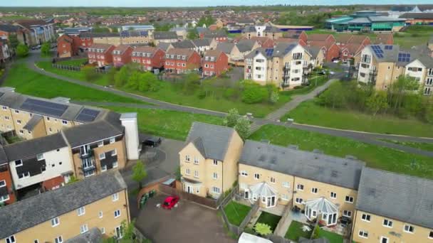 Flygbilder Från Det Moderna Bostadsdistriktet Centrala Peterborough City England Storbritannien — Stockvideo