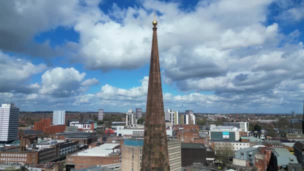 High Angle Uitzicht Central Coventry City England Groot Brittannië Maart — Stockvideo