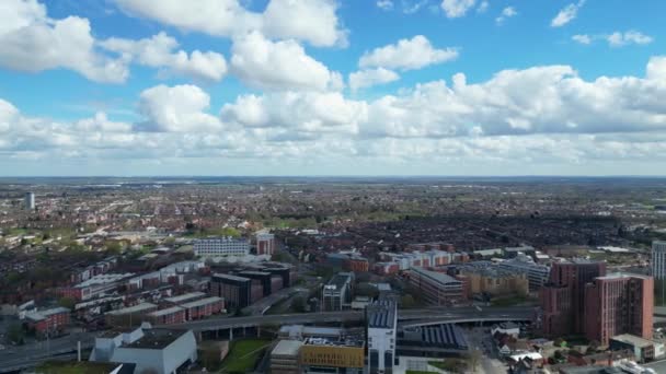 Υψηλή Γωνία Άποψη Της Κεντρικής Coventry City Της Αγγλίας Μεγάλη — Αρχείο Βίντεο