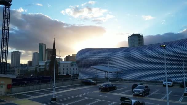 Aerial View Beautiful Buildings Central Birmingham City England Sunset Anglie — Stock video