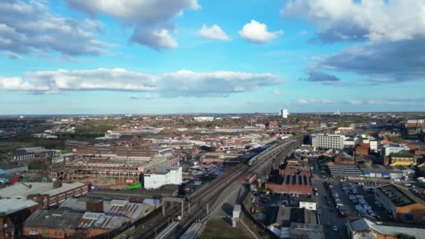 Αεροφωτογραφία Των Όμορφων Κτιρίων Στο Central Birmingham City Της Αγγλίας — Αρχείο Βίντεο