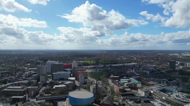 High Angle Footage City Centre Buildings Coventry City England Reino — Vídeo de stock
