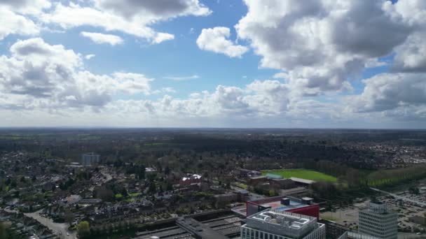 Hochwinkelaufnahmen Der Gebäude Stadtzentrum Von Coventry City England Großbritannien März — Stockvideo