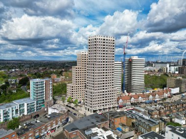 İngiltere 'nin Merkez Wembley Londra şehrinin havadan görüntüsü. 17 Nisan 2024