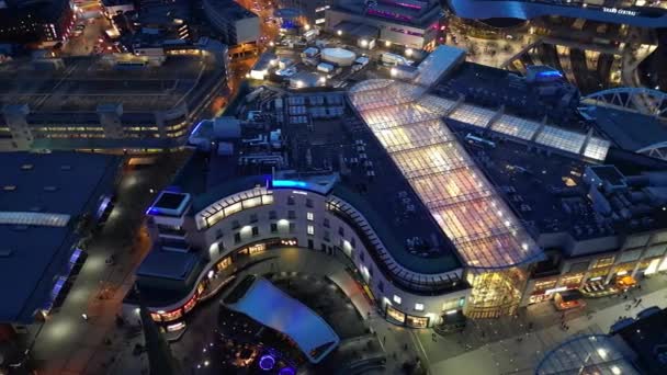 Luchtfoto Van Prachtige Gebouwen Central Birmingham City England Zonsondergang Engeland — Stockvideo