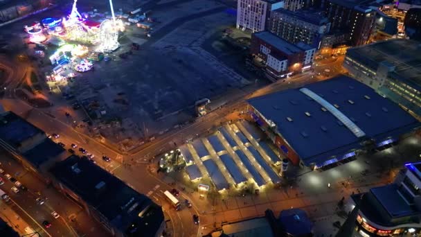 Veduta Aerea Splendidi Edifici Centro Birmingham City England Dopo Tramonto — Video Stock