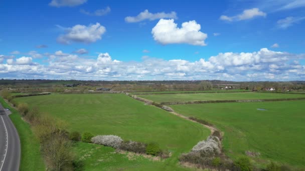 Högvinkelfilm Från Brittiska Countryside Aylesbury England Storbritannien April 2024 — Stockvideo
