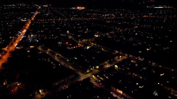 Aerial Night Footage Illuminated Central Cambridge City Cambridgeshire Engeland Verenigd — Stockvideo