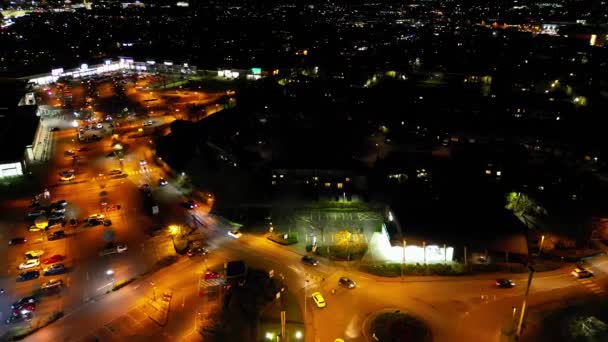 Ngiltere Nin Başkenti Cambridgeshire Aydınlanmış Orta Cambridge Şehrinin Hava Gecesi — Stok video