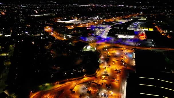 Aerial Night Footage Illuminated Central Cambridge City Cambridgeshire Angleterre Royaume — Video