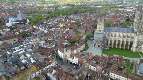Vista Aérea Histórica Canterbury City Southeast England Reino Unido Abril — Vídeo de stock