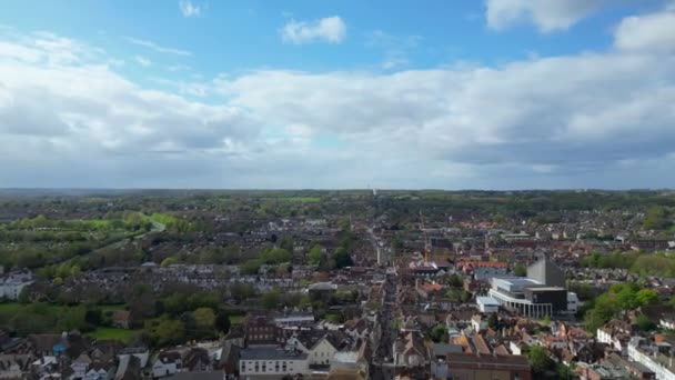 Вид Воздуха Исторический Город Кантербери Юго Западе Англии Великобритания Апреля — стоковое видео