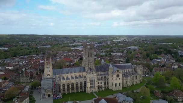 Flygfoto Över Historiska Canterbury City Sydöstra England Storbritannien April 2024 — Stockvideo