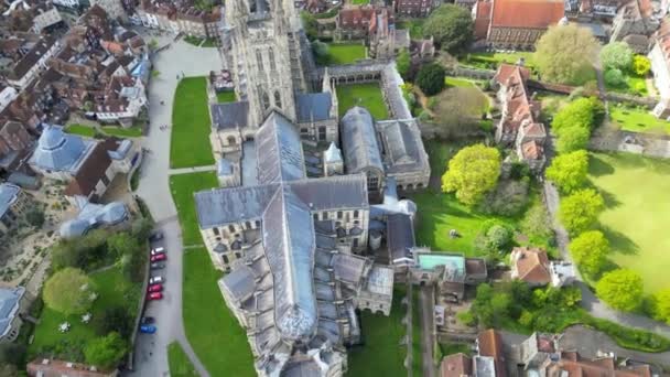 Αεροφωτογραφία Της Ιστορικής Πόλης Canterbury Της Νοτιοανατολικής Αγγλίας Ηνωμένο Βασίλειο — Αρχείο Βίντεο