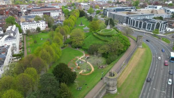 Flygfoto Över Historiska Canterbury City Sydöstra England Storbritannien April 2024 — Stockvideo