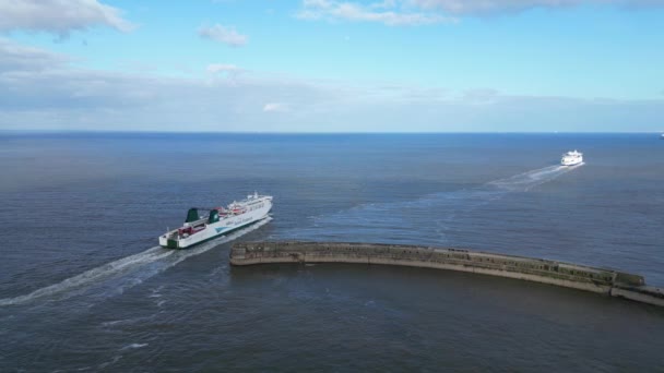 High Angle View Dover Port Ocean Engeland Groot Brittannië April — Stockvideo