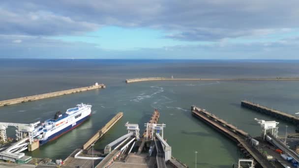 High Angle View Dover Port Ocean Inghilterra Gran Bretagna Aprile — Video Stock