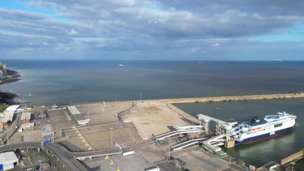 High Angle View Dover Port Ocean Anglia Nagy Britannia 2024 — Stock videók