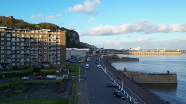 High Angle View Dover Port Ocean Engeland Groot Brittannië April — Stockvideo
