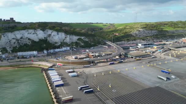 High Angle View Dover Port Ocean Angleterre Grande Bretagne Avril — Video