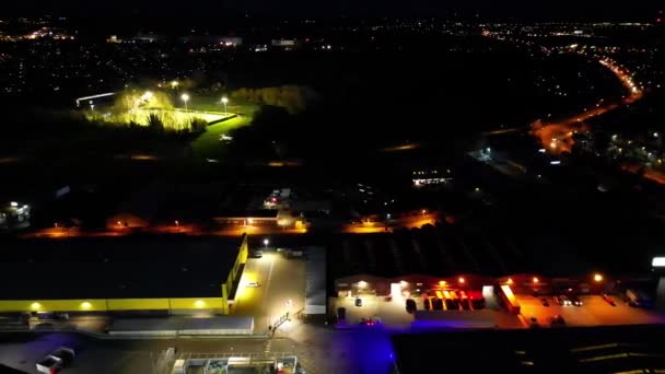 Aerial Night View Illuminated Historical Cambridge City Centre Кембриджі Англія — стокове відео