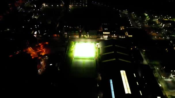 Aerial Night View Illuminated Historical Cambridge City Centre Cambridgeshire Anglia — Wideo stockowe