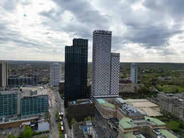 İngiltere 'nin orta batı Croydon Londra şehrinin en güzel hava manzarası. 24 Nisan 2024