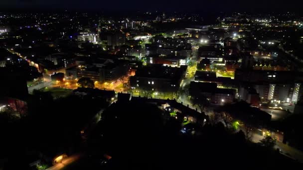 Aerial View Illuminated Central Leicester City England Wielka Brytania Kwietnia — Wideo stockowe