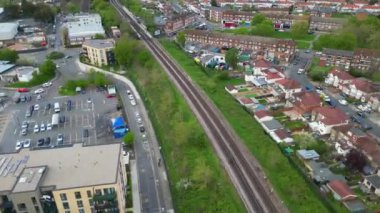 İngiltere 'nin Merkez Wembley Londra şehrinin hava hızlandırılmış görüntüsü. 17 Nisan 2024
