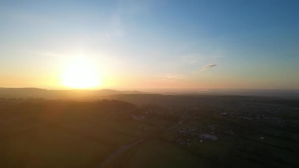 Flygfoto Över Markfield Village Och Countryside Landskap Leicestershire England Sunrise — Stockvideo