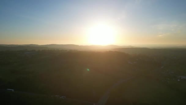 Luchtfoto Van Markfield Village Countryside Landscape Leicestershire England Tijdens Sunrise — Stockvideo