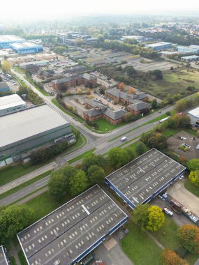 İngiltere 'nin Northampton şehrinin yüksek açılı görüntüsü, 25 Ekim 2023