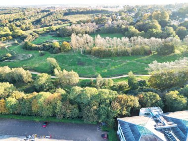 İngiltere 'nin Northampton şehrinin yüksek açılı görüntüsü, 25 Ekim 2023