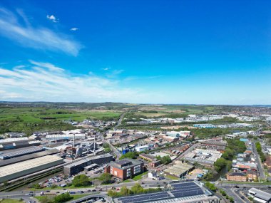 İngiltere 'nin Rotherham şehrinin yüksek açılı görüntüsü. 4 Nisan 2024