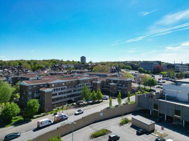 İngiltere 'nin Rotherham şehrinin yüksek açılı görüntüsü. 4 Nisan 2024