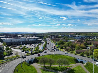 İngiltere 'nin Rotherham şehrinin yüksek açılı görüntüsü. 4 Nisan 2024