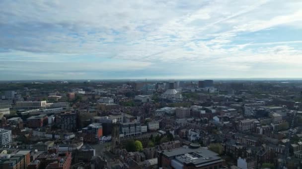 Aerial View Historical Modern British City Centre Liverpool Maritime City – stockvideo
