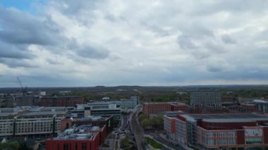 İngiltere 'nin merkezindeki Merkez Tarihi Nottingham Şehir Merkezi Yüksek Açı Manzarası, Büyük Britanya. 26 Nisan 2024