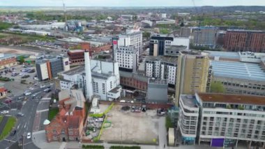 İngiltere 'nin merkezindeki Merkez Tarihi Nottingham Şehir Merkezi Yüksek Açı Manzarası, Büyük Britanya. 26 Nisan 2024